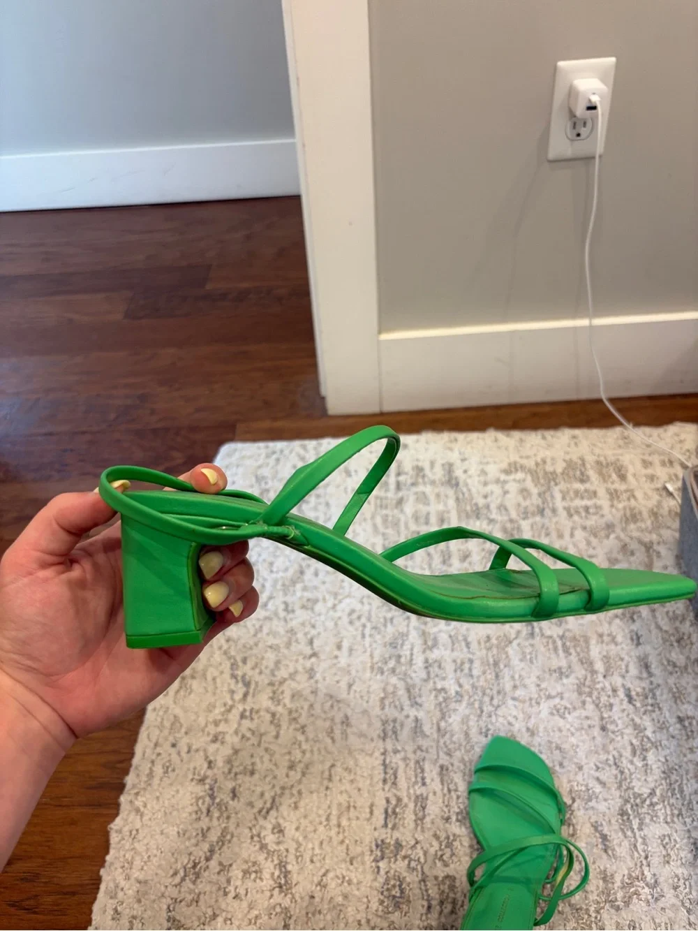 Pull&Bear Green Strappy Square-Toe Sandals